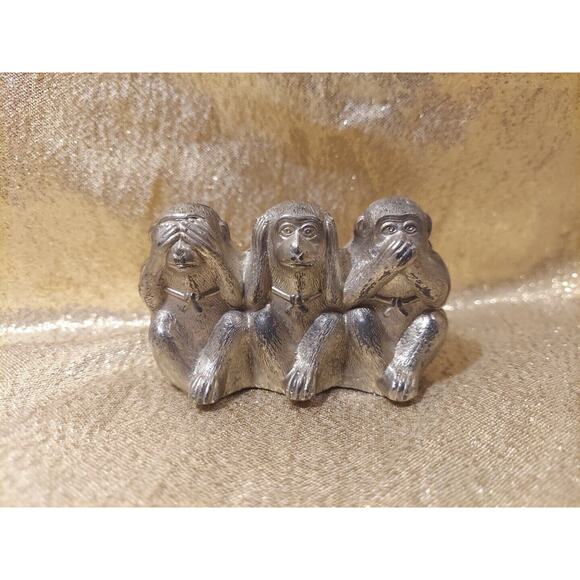 Accents | Vintage Japanese 3 Wise Monkeys Metal Figure See